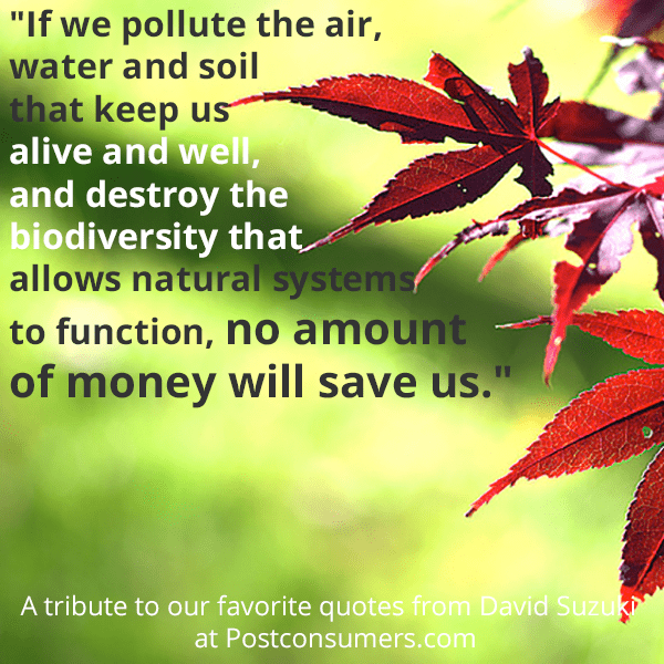 Favorite David Suzuki Quotes: No Money Can Save Us - Postconsumers
